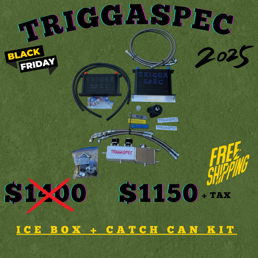 TriggaSpec Catch Can + Ice box Combo ( oil cooler + transmission cooler kit ) [VQ35HR, VQ37VHR] [ Z,G,&,Q] (BLACK FRIDAY SALE 2025)