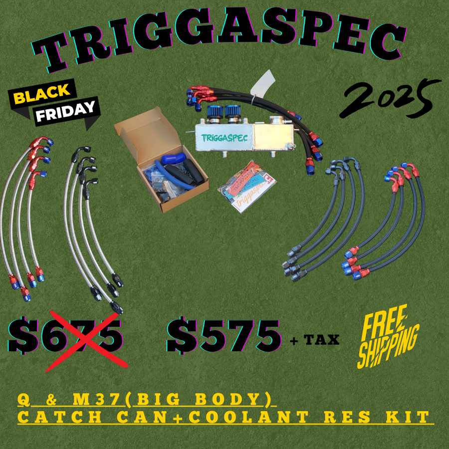 TriggaSpec Baffled Catch Can & Coolant Reservoir (Q)- VQ37VHR (BLACK FRIDAY SALE 2025)